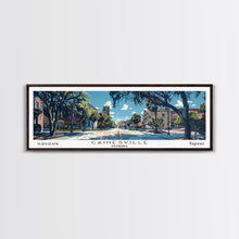 Load image into Gallery viewer, Gainesville Florida Panoramic Painting, Mid Century Modern Framed Canvas Print, Retro Pop Art Travel Poster, Home Wall Decor
