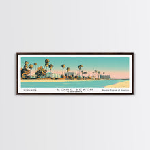 Carregar imagem no visualizador da galeria, Long Beach California Panoramic Painting, Mid Century Modern Framed Canvas Print, Retro Pop Art Travel Poster, Office Decor
