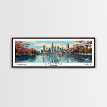 Carregar imagem no visualizador da galeria, Atlanta Georgia Panoramic Painting, Framed Canvas Print, Mid Century Modern Wall Art, Retro Pop Art Travel Poster, Home Decor, City Art
