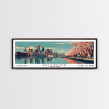 Load image into Gallery viewer, Baltimore Maryland Panoramic Painting, Framed Canvas Print, Mid Century Modern Wall Art, Retro Pop Art Travel Poster, Home Decor, City Art
