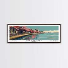 Cargar imagen en el visor de la galería, Chesapeake Virginia Panoramic Painting, Framed Canvas Print, Mid Century Modern Wall Art, Retro Pop Art Travel Poster, Living Room Decor, City Art
