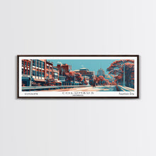 Cargar imagen en el visor de la galería, Columbus Georgia Panoramic Painting, Framed Canvas Print, Mid Century Modern Wall Art, Retro Pop Art Travel Poster, Home Decor, City Art

