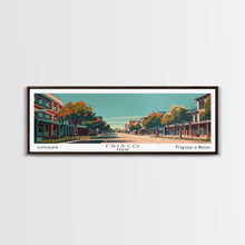 Carregar imagem no visualizador da galeria, Frisco Texas Panoramic Painting, Framed Canvas Print, Mid Century Modern Wall Art, Retro Pop Art Travel Poster, Home Decor, City Art
