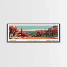 Carregar imagem no visualizador da galeria, Glendale Arizona Panoramic Wall Art, Framed Canvas Print, Mid Century Modern Style, Retro Pop Art Travel Poster, Living Room Art, Home Decor, Cityscape
