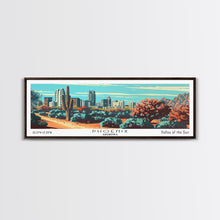 Load image into Gallery viewer, Phoenix Arizona Panoramic View, Mid Century Modern Framed Canvas Print, Retro Pop Art Travel Poster, Living Room Wall Decor
