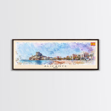 Carregar imagem no visualizador da galeria, Alicante Spain Travel Print Wall Art, Panoramic City Art, Travel Art, Wall Decor, Vacation Gift, Framed Canvas Print Or Metal Art
