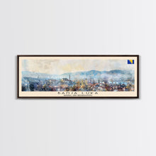 Load image into Gallery viewer, Banja Luka Bosnia Panoramic Travel Poster, Framed Canvas Print or Metal Wall Art, Travel Art, Home Decor, Panoramic Painting, Midcentury Art
