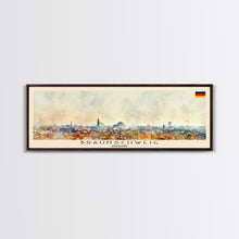 Load image into Gallery viewer, Braunschweig Germany Travel Art, City Art, Framed Canvas Print or Metal Wall Art, Europe Travel Poster, Panoramic Wall Art, Extra Wide Wall Art
