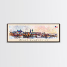 Cargar imagen en el visor de la galería, Ceske Budejovice Czech Republic Wall Art, Panoramic Travel Poster, Panoramic Framed Canvas Print, City Wall Art, Wall Hanging Home Decor, Travel Art
