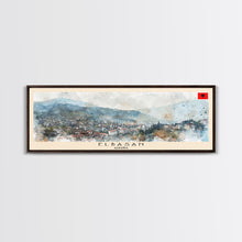 Load image into Gallery viewer, Elbasan Albania Travel Print Wall Art, Panoramic City Art, Travel Art, Wall Decor, Vacation Gift, Framed Canvas Print Or Metal Art
