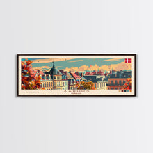 Carregar imagem no visualizador da galeria, Aarhus Denmark  Panoramic Travel Poster, Framed Canvas Print or Metal Wall Art, Travel Art, Home Decor, Panoramic Painting, Midcentury Art
