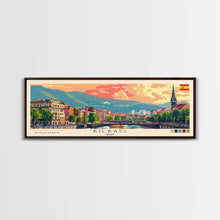 Cargar imagen en el visor de la galería, Bilbao Spain Wall Art, Panoramic Travel Poster, Panoramic Framed Canvas Print, City Wall Art, Wall Hanging Home Decor, Travel Art

