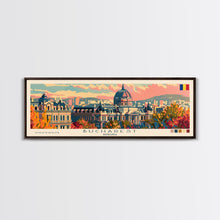 Carregar imagem no visualizador da galeria, Bucharest Romania Wall Art, Panoramic Travel Poster, Panoramic Framed Canvas Print, City Wall Art, Wall Hanging Home Decor, Travel Art
