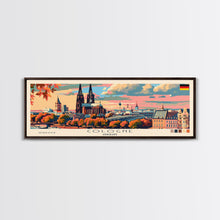 Load image into Gallery viewer, Cologne Germany Panoramic Travel Poster, Framed Canvas Print or Metal Wall Art, Travel Art, Home Decor, Panoramic Painting, Midcentury Art
