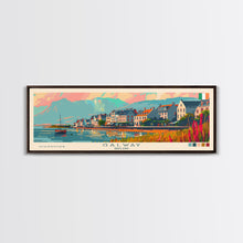 Carregar imagem no visualizador da galeria, Galway Ireland Panoramic Travel Poster, Framed Canvas Print or Metal Wall Art, Travel Art, Home Decor, Panoramic Painting, Midcentury Art
