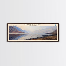 Load image into Gallery viewer, Amisk Lake Panoramic Framed Canvas Print, Lake House Art, Vintage Style, Travel Poster, Nature Scene, Scenic Artwork
