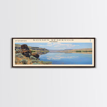 Load image into Gallery viewer, Boysen Reservoir Wyoming Framed Canvas Print, Lake House Art, Panoramic Wall Art, Travel Poster, Minimalist Lake Painting, Home Decor
