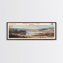 Load image into Gallery viewer, Bradley Lake Wyoming Framed Canvas Print, Panoramic Lake House Decor, Wall Art, Travel Poster, Rustic Lake Painting, Nature Art
