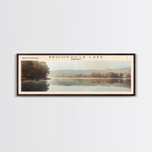 Carregar imagem no visualizador da galeria, Brookville Lake Indiana Framed Canvas Print, Lake House Decor, Panoramic Wall Art, Travel Poster, Rustic Lake Painting, Nature Art
