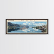 Carregar imagem no visualizador da galeria, Caballo Lake New Mexico Framed Canvas Print, Lake House Art, Panoramic Wall Art, Travel Poster, Modern Lake Painting, Home Decor

