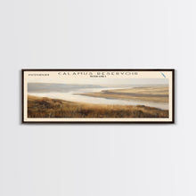 Carregar imagem no visualizador da galeria, Calamus Reservoir Nebraska Framed Canvas Print, Panoramic Lake House Decor, Wall Art, Travel Poster, Rustic Lake Painting, Nature Art
