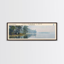 Carregar imagem no visualizador da galeria, Calcasieu Lake Framed Canvas Print, Lake House Art, Panoramic Wall Art, Travel Poster, Minimalist Lake Painting, Home Decor
