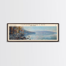 Carregar imagem no visualizador da galeria, Canandaigua Lake New York Framed Canvas Print, Lake House Art, Panoramic Wall Art, Travel Poster, Modern Lake Painting, Nature Art
