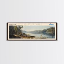 Cargar imagen en el visor de la galería, Christine Lake New Hampshire Framed Canvas Print, Lake House Art, Panoramic Wide Art, Travel Poster, Rustic Lake Painting, Home Decor
