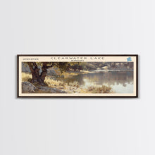 Cargar imagen en el visor de la galería, Clearwater Lake Framed Canvas Print, Lake House Art, Panoramic Travel Poster, Wide Wall Art, Modern Lake Painting, Home Decor
