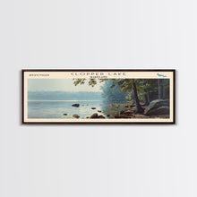 Load image into Gallery viewer, Clopper Lake Maryland Framed Canvas Print, Lake House Art, Panoramic Wide Art, Travel Poster, Minimalist Lake Painting, Home Decor
