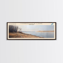 Cargar imagen en el visor de la galería, Conestoga Lake Nebraska Framed Canvas Print, Panoramic Lake House Decor, Wide Wall Art, Travel Poster, Modern Lake Painting, Nature Art
