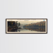 Load image into Gallery viewer, Coralville Lake Iowa Framed Canvas Print, Lake House Art, Panoramic Wide Art, Travel Poster, Modern Lake Painting, Nature Art
