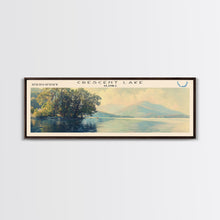 Load image into Gallery viewer, Crean Lake Framed Canvas Print, Lake House Decor, Panoramic Wall Art, Travel Poster, Rustic Lake Painting, Nature Art
