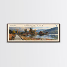 Load image into Gallery viewer, Diamond Lake Oregon Framed Canvas Print, Lake House Art, Panoramic Wall Art, Travel Poster, Modern Lake Painting, Home Decor
