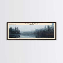 Load image into Gallery viewer, East Lake Oregon Framed Canvas Print, Panoramic Lake House Decor, Wall Art, Travel Poster, Rustic Lake Painting, Home Decor
