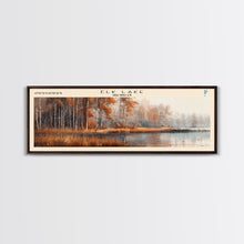 Load image into Gallery viewer, Elk Lake Michigan Framed Canvas Print, Lake House Art, Panoramic Wall Art, Travel Poster, Minimalist Lake Painting, Home Decor
