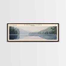 Load image into Gallery viewer, Ennadai Lake Framed Canvas Print, Lake House Decor, Panoramic Wall Art, Travel Poster, Rustic Lake Painting, Home Decor
