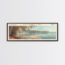 Cargar imagen en el visor de la galería, Fellows Lake Missouri Framed Canvas Print, Lake House Decor, Panoramic Wall Art, Travel Poster, Rustic Lake Painting, Home Decor
