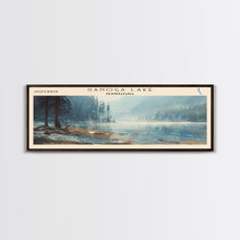Cargar imagen en el visor de la galería, Ganoga Lake Pennsylvania Framed Canvas Print, Panoramic Lake House Decor, Wall Art, Travel Poster, Vibrant Lake Painting, Nature Art
