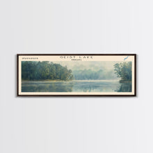 Load image into Gallery viewer, Geist Lake Indiana Framed Canvas Print, Panoramic Lake House Decor, Wall Art, Travel Poster, Peaceful Lake Painting, Nature Art
