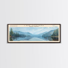 Load image into Gallery viewer, Lake Fontana North Carolina Framed Canvas Print, Lake House Decor, Panoramic Wall Art, Travel Poster, Beautiful Lake Painting, Home Art
