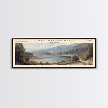 Load image into Gallery viewer, Lake Nacimiento California Framed Canvas Print, Lake House Decor, Panoramic Wall Art, Travel Poster, Beautiful Landscape Painting, Modern Art
