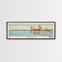 Carregar imagem no visualizador da galeria, Amadjuak Lake Nunavut Framed Canvas Print, Panoramic Travel Poster, Pop Art, Midcentury Modern Wall Art, Lake House Art
