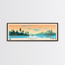 Carregar imagem no visualizador da galeria, Apopka Lake Florida Framed Canvas Print, Panoramic Travel Poster, Midcentury Modern Wall Art, Pop Art, Nature Living Room Art
