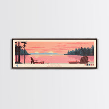 Carregar imagem no visualizador da galeria, Badin Lake North Carolina Framed Canvas Print, Panoramic Wall Art, Midcentury Modern, Pop Art, Travel Poster, Scenic Bedroom Art

