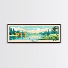 Load image into Gallery viewer, Banks Lake Washington Framed Canvas Print, Panoramic Wall Art, Midcentury Modern, Pop Art, Travel Poster, Scenic Lake House Art
