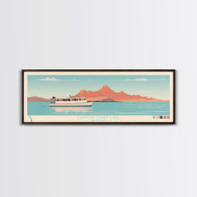 Carregar imagem no visualizador da galeria, Canyon Ferry Lake Montana Framed Canvas Print, Pop Art Panoramic Travel Poster, Bedroom Decor, Midcentury Modern, Wall Art, Scenic Lake House, Nature Art
