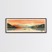 Cargar imagen en el visor de la galería, Cave Run Lake Kentucky Framed Canvas Print, Midcentury Modern Panoramic Wall Art, Living Room Decor, Pop Art, Travel Poster Art, Nature Art, Lake House Decor
