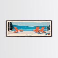 Cargar imagen en el visor de la galería, Cayuga Lake New York Framed Canvas Print, Pop Art Panoramic Travel Poster, Midcentury Modern, Wall Art, Scenic Nature Painting, Bedroom Decor, Living Room Art
