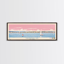 Cargar imagen en el visor de la galería, Chautauqua Lake New York Framed Canvas Print, Pop Art Panoramic Travel Poster, Midcentury Modern, Wall Art, Scenic Nature Painting, Bedroom Decor, Living Room Art
